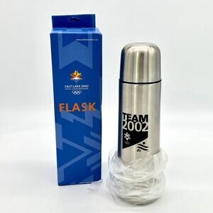 Vintage SALT LAKE CITY 2002 Winter Olympics Stainless Steel Flask - New in Box